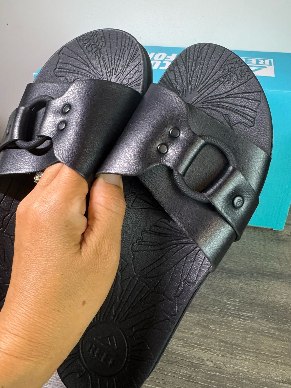 Reef Women's Black Slide Sandals with Buckle Detail - Picture 5 of 7